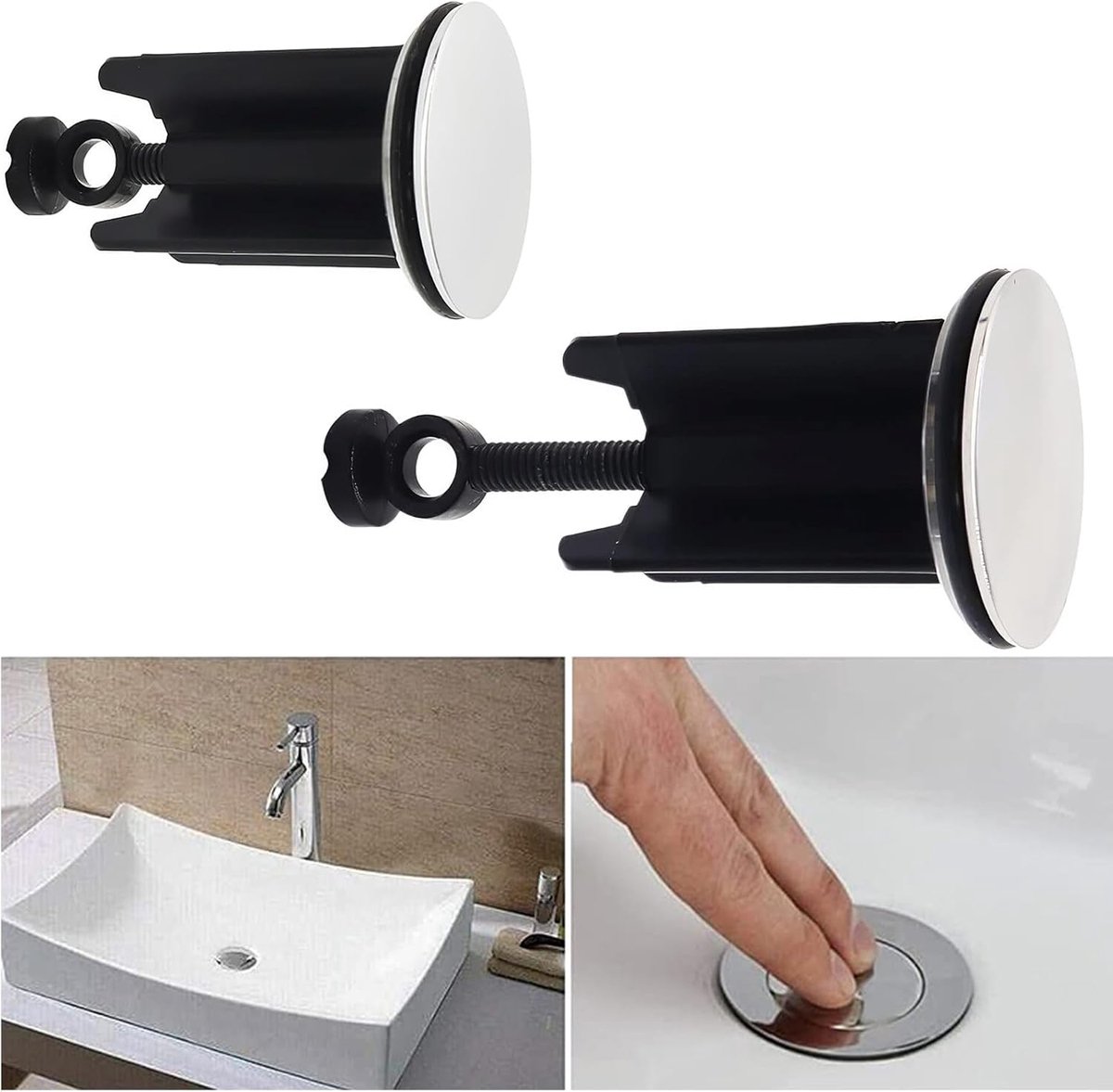 Dailygoods- Afvoerstop 4 Stuks - Wastafelstop - Badkuipstop - Excentrische Stop - Corrosiebestendig - Duurzaam ABS Kunststof