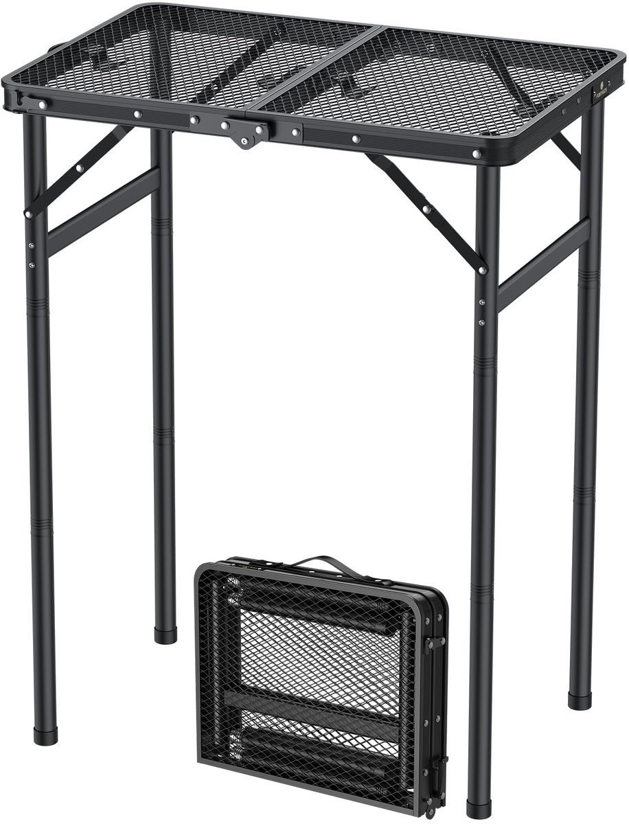 SnelShoppen - Draagbare Barbecuetafel voor Buiten - Opvouwbare Grilltafel 60x40cm - Hoogte Verstelbaar tot 75cm - Lichtgewicht Aluminium Campingtafel
