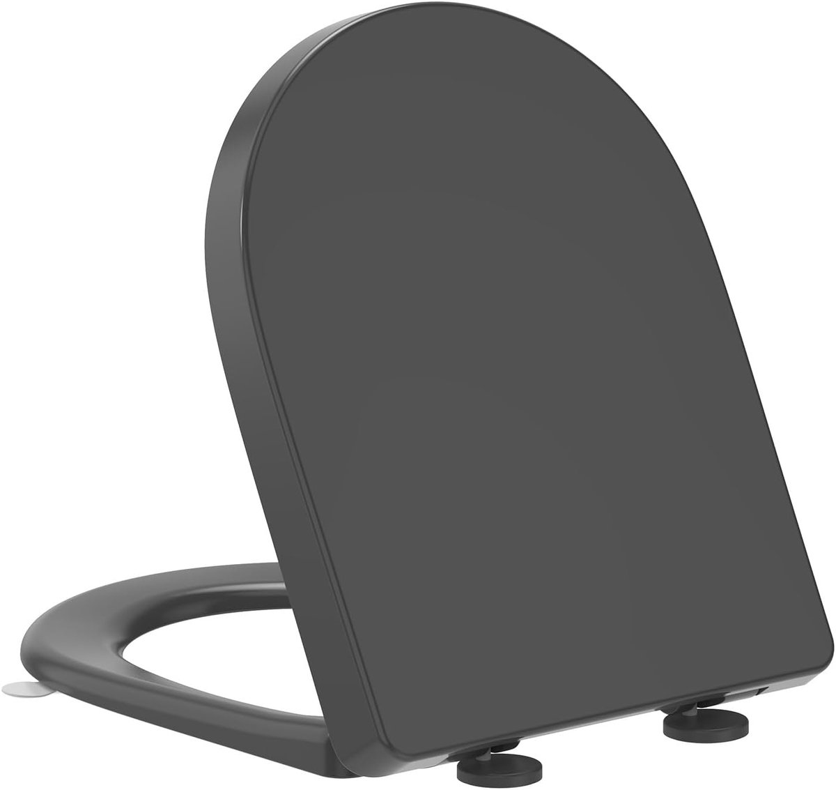 SnelShoppen - Toiletbril Soft Close D-vormig - Grijze Toiletstoel met Deksellifter, Quick Release voor Makkelijk Schoonmaken, PP Loo Toilet voor Badka