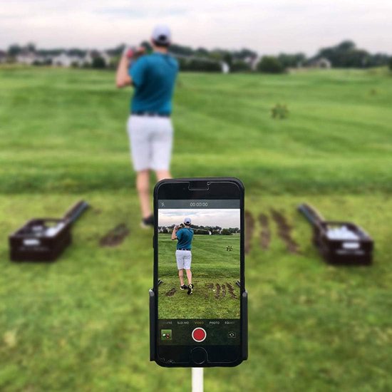 Zwart Smartphone Houder voor Golf Swing Opnames, 360° Draaibaar en Verstelbaar voor Golf Buggy en Trolley — afbeelding 4