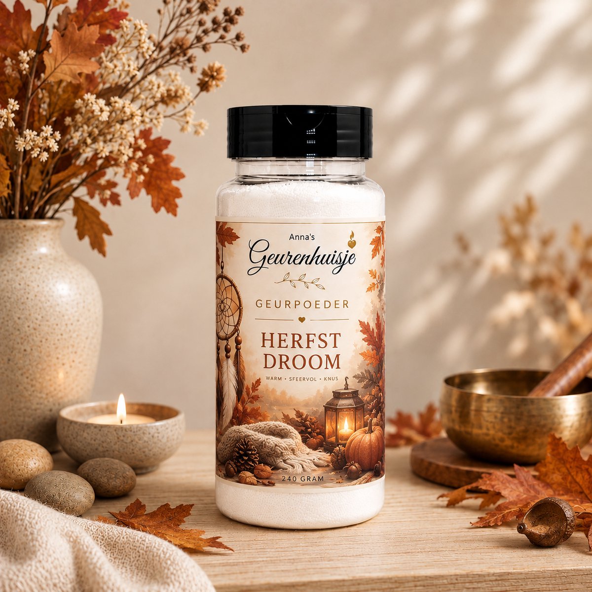 Geurpoeder Herfst Droom - Handmade - Herfst - Voor Tapijt, Bank, Auto, Camper, Caravan & Stofzuiger - 240 gram - dierproefvrij - verfrissend - langdurige geurafgifte