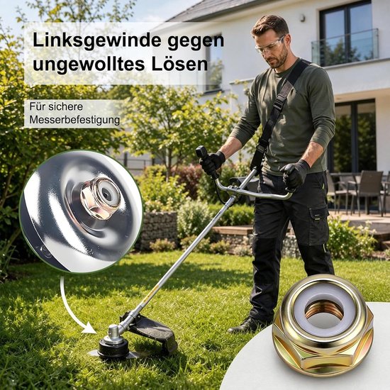 4 stuks linkse schroefdraad flensmoer M10 x 1,25 voor bosmaaier bosmaaier — afbeelding 4