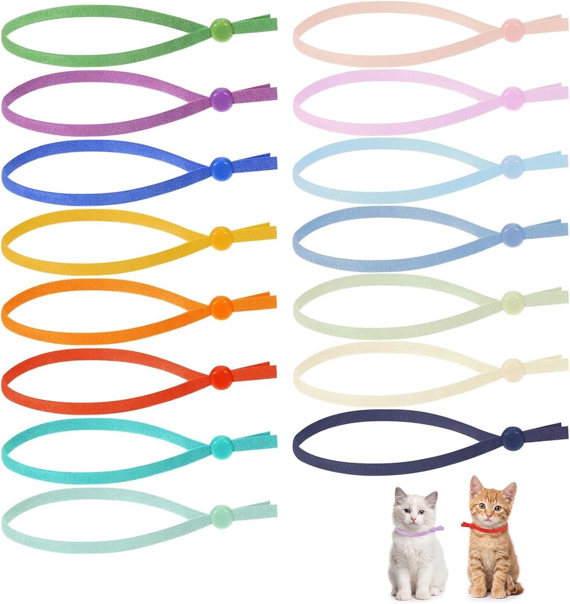 Halsbanden voor kleine puppy's, verstelbare ID-halsbanden voor pasgeboren katten en honden, zachte identificatiehalsbanden, 15 kleuren (23 cm x 5 mm)