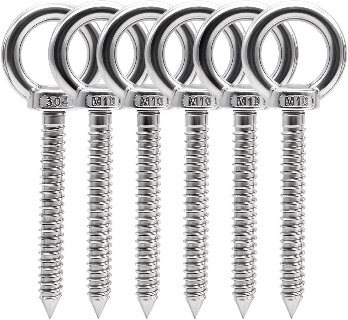 6 stuks zelftappende oogschroeven roestvrij staal heavy duty ringschroef