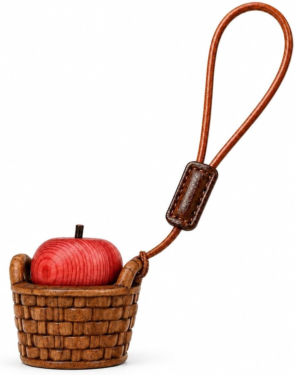 Appelhanger met leren koord voor tas, tafeldecoratie, herfstdecoratie