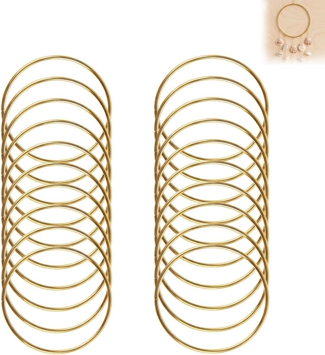 20 stuks gouden metalen decoratieve ringen, 5 cm, metalen cirkel DIY voor decoratie, metalen kroon handwerk, decoratieve ring voor ophanging, bloemencreaties, bruiloft en creatieve vrije tijd