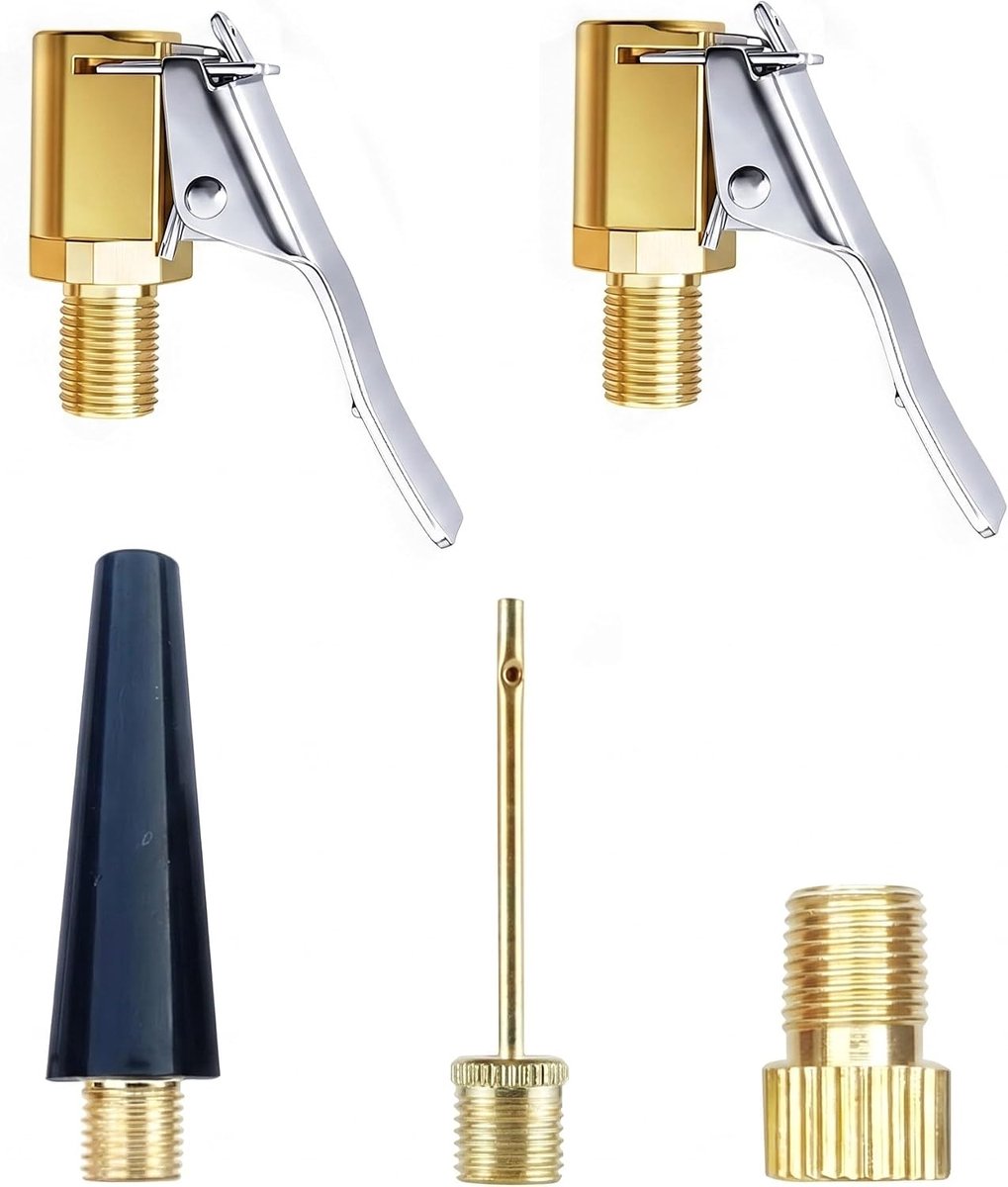 Set met 5 ventieladapters, compatibel met sproeiers voor het oppompen van fietsbanden, ballen en matrassen, adapter voor fietscompressor en multifunctionele naald
