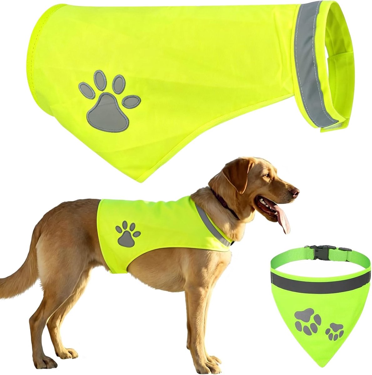 Veiligheidsvest voor honden met reflecterende hondenhalsdoek (L)