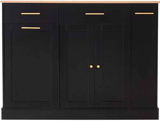 MODFU-Keuken Eiland-Klapbaar Werkblad-Vrijstaand-Uitrekbaar Zijrek-Zwarte Kast-Houtlook van modfu — afbeelding 2