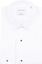 Suitable Smoking Overhemd Wit Slim-Fit - Boordmaat 41 - Luxe Heren Smoking Shirt met studs van 100% katoen - Slim Fit pasvorm