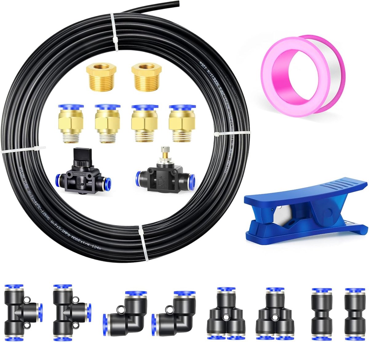 6MM OD Black 10 Meter Nylon Air Tube Kit Pneumatic Pipe Hose For Fluid Transfer Brake System - ShopVlot
