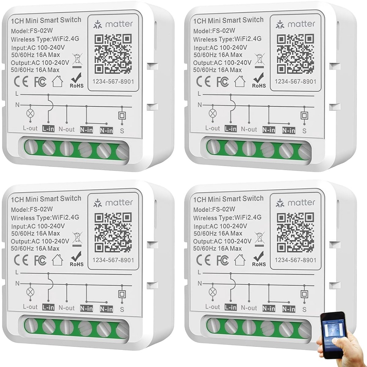 Slimme Lichtschakelaar 4 Pcs - Mini Smart Life Switch - Matte Afwerking - Eenvoudig je verlichting bedienen - SnelShoppen