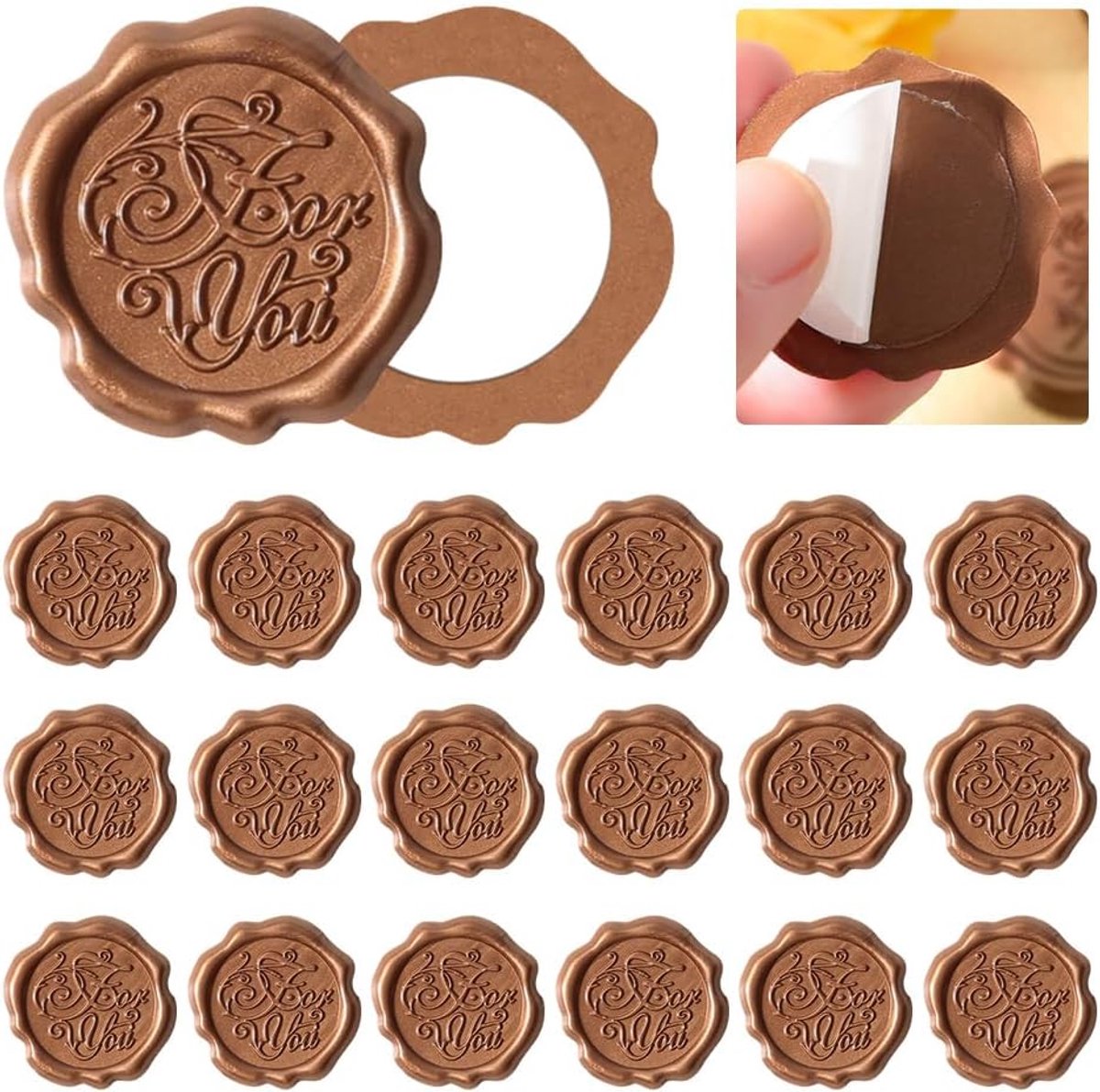 Wax seal stickers pack van 20 - bruin - zelfklevend - ideaal voor uitnodigingen - SnelShoppen