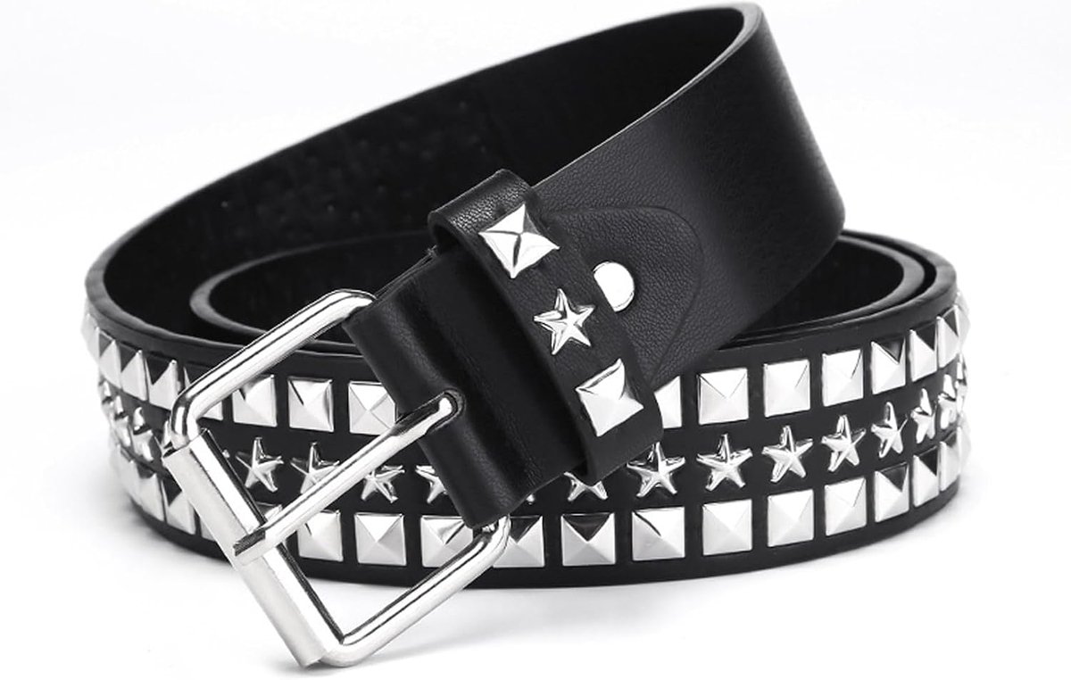 Rivet Studded Belt, Vintage Punk Rock Grommet Belt, Goth PU Leather Tulle Belt, Cool Hip Hop Style Accessory, for Men - ShopVlot