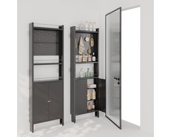 ABCOOL Deurachtergrond-organizer, kasthouder, 2 gatenplaten voor het opbergen van garage- en tuingereedschap, hoge - ShopVlot