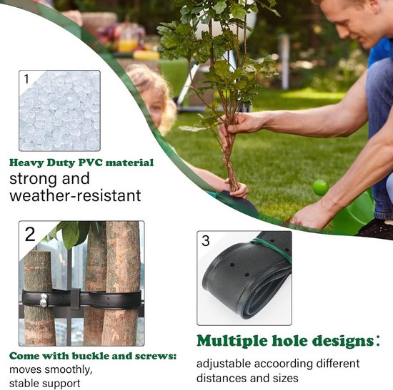 Set van 2 Boombinders 90 cm, Stevig en Verstelbaar met Gesp voor Ondersteuning van Bomen en Str shrubs — afbeelding 2