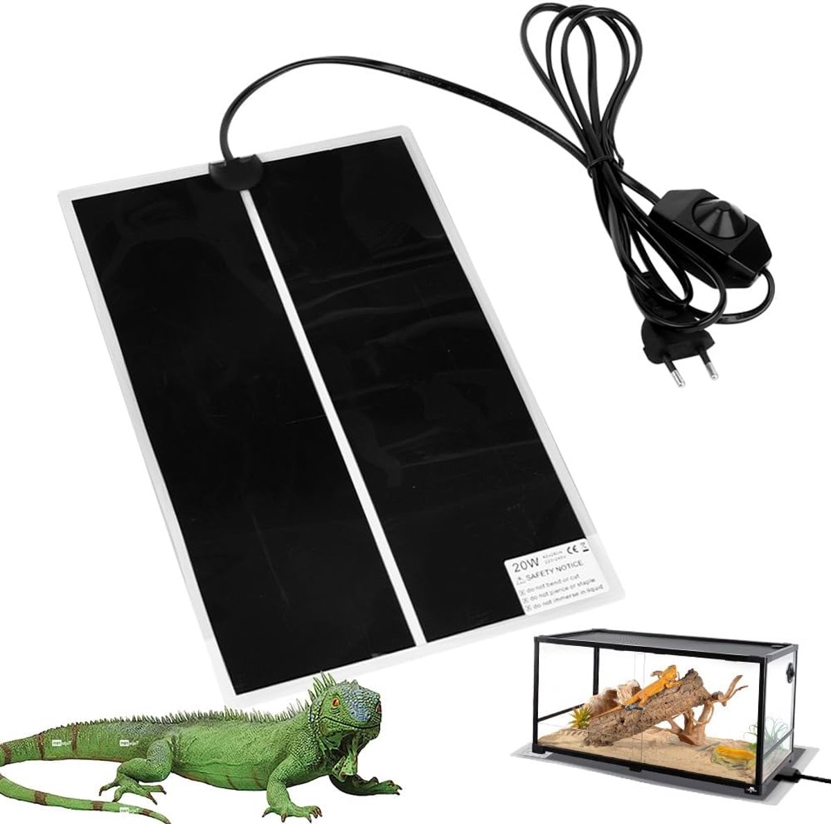SnelShoppen - Reptile Heating Mat 20W - Terrarium Verwarmingsmat 42x28 cm - Warmtemat voor Reptielen, Schildpadden, Slangen, Hagedissen, Gecko's en Sp