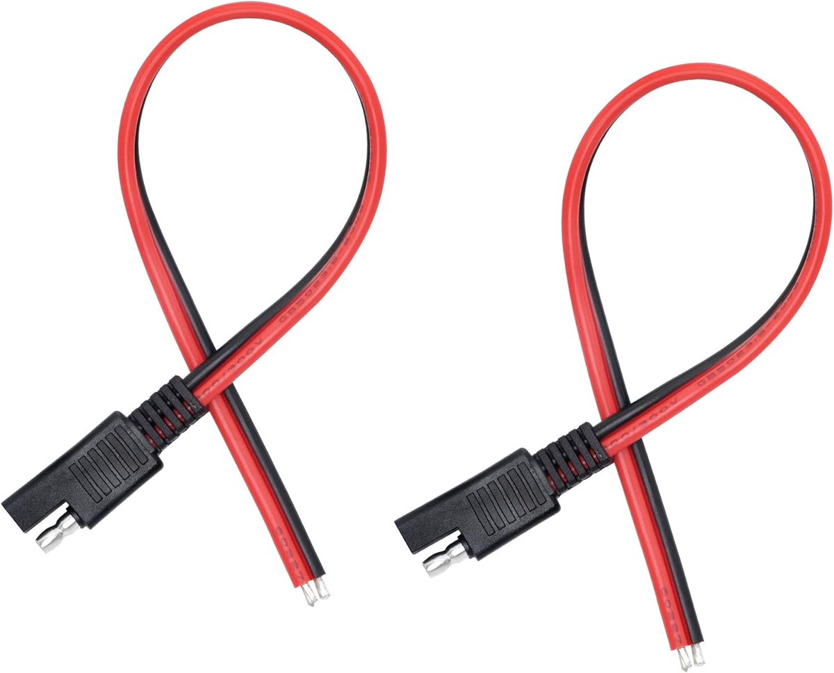2pcs SAE 12V 14 AWG SAE 2 Pole Quick Release Extension Cable for Motorcycles, Cars, Tractors (30cm) - ShopVlot