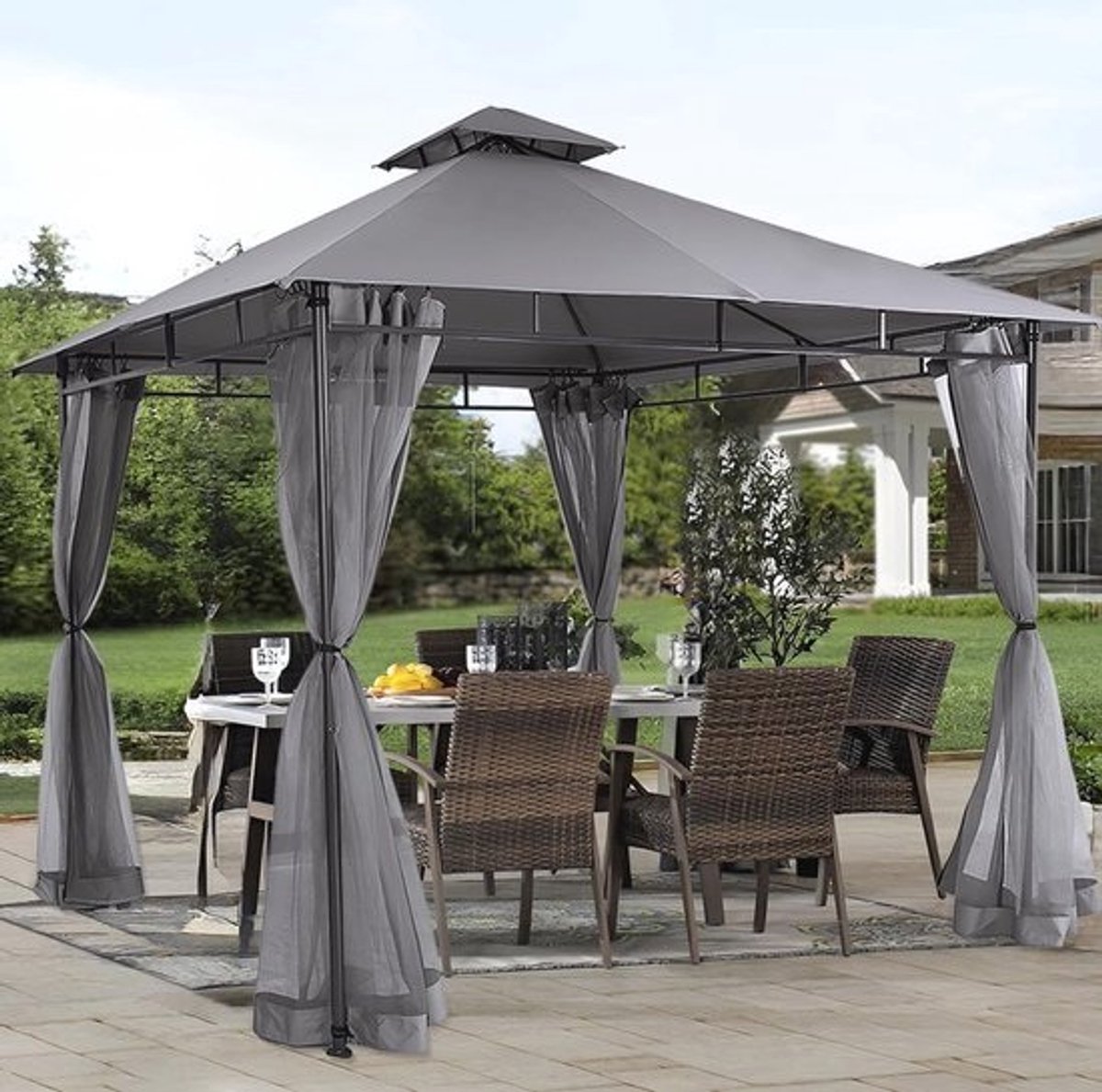 Waterdicht tuinpaviljoen - 3x3 cm | Perfect voor tuin, terras en evenementen