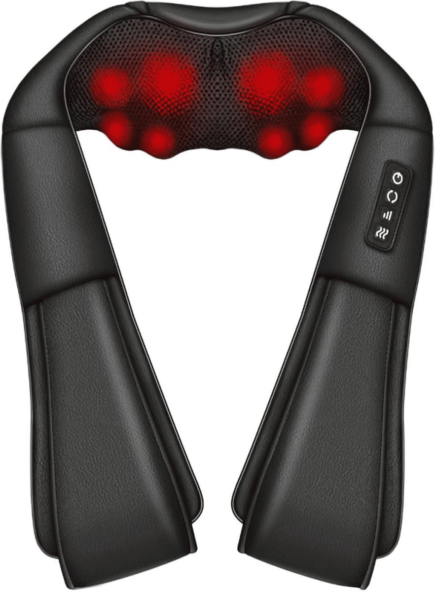 Homezo nekmassageapparaat - Diepe 3D-kneedmassage met warmtefunctie - Nek, schouders, rug, taille - Roterende massagekoppen -