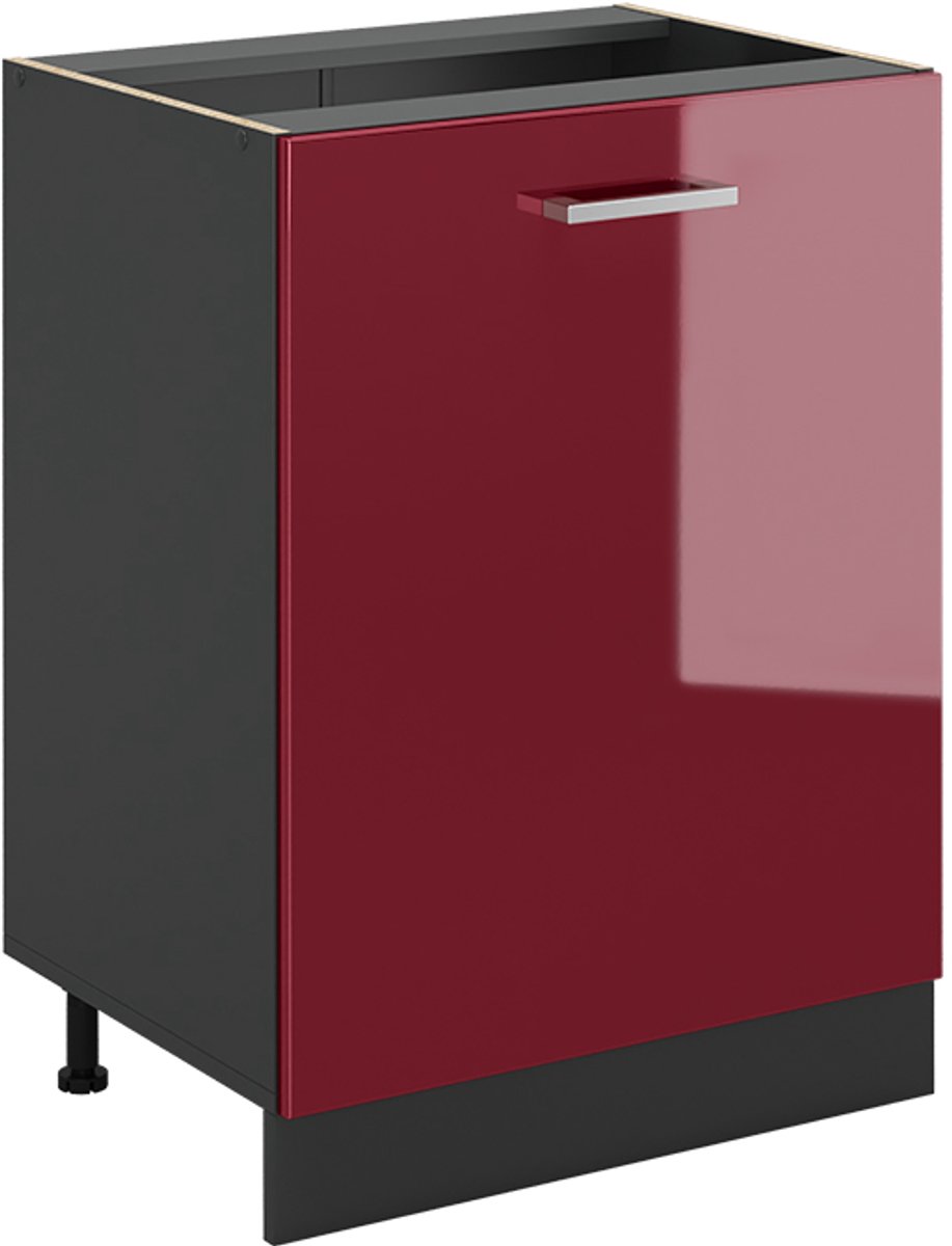 Vicco Keukenonderkast R-Line, Rode hoogglans/Antraciet, 60 cm met 1 deur zonder werkblad