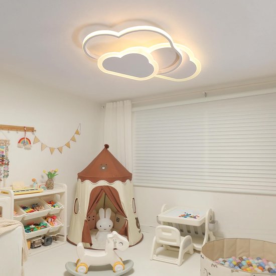 SnelShoppen - 42CM LED Plafondlamp Wolken Design Houtwandlamp 3000K voor Kinder- en Slaapkamer, Creatieve Verlichting voor Jongens en Meisjes — afbeelding 4