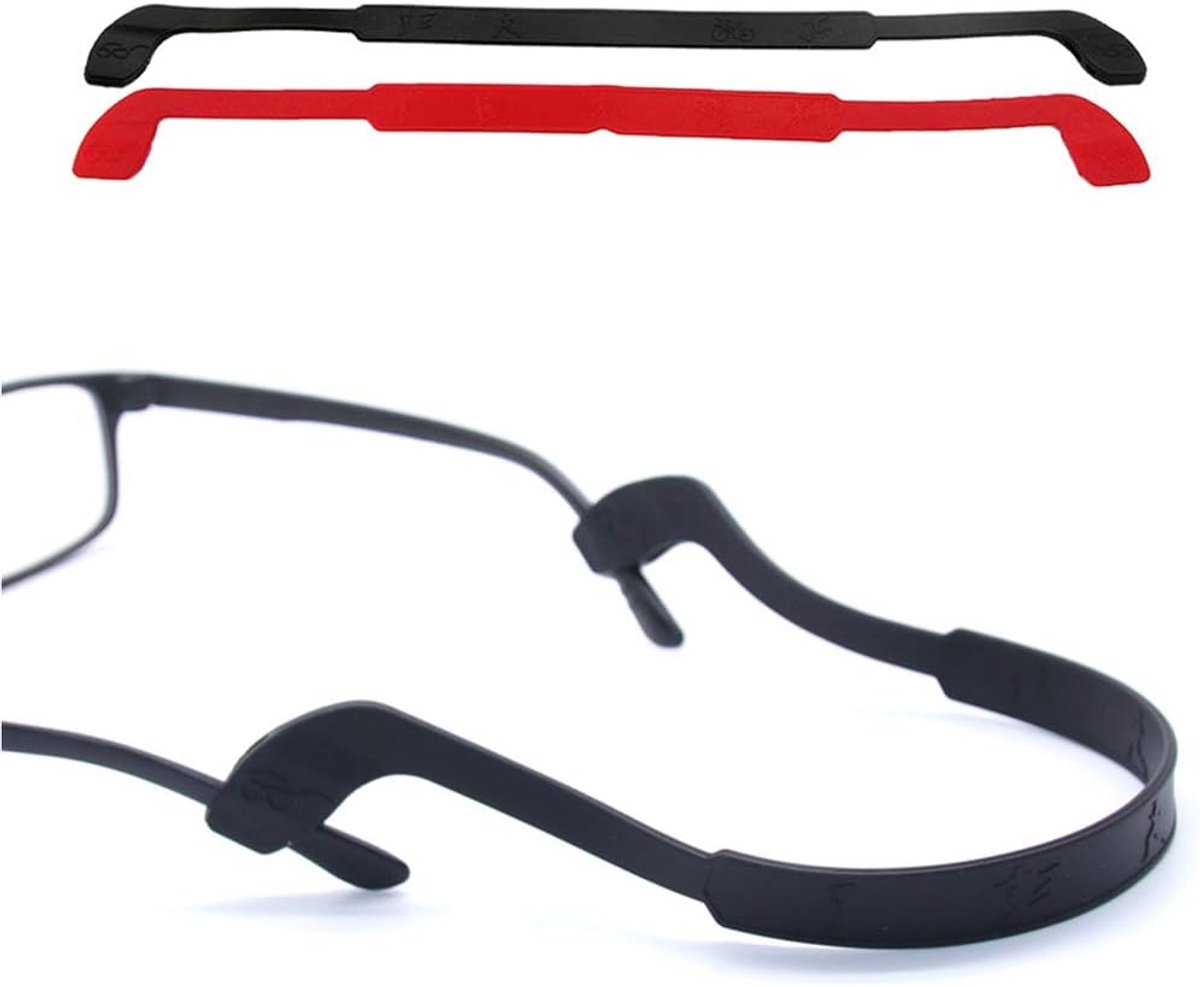 OPUGIT Glasses Strap Glasses Strap Non-Slip Silicone Glasses Strap Glasses Retainers 2 Pieces, Black, Red, 25 - ShopVlot