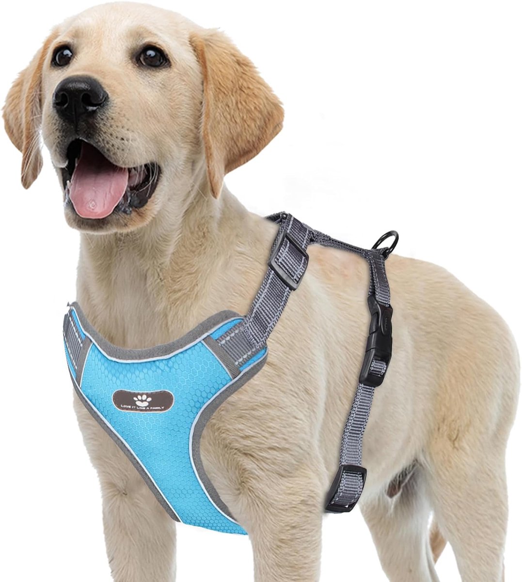 SnelShoppen - Reflective Dog Harness Verstelbaar voor Honden - Ademend No-Pull Hondentuig voor Kleine, Middelgrote en Grote Honden - Veiligheid en Com