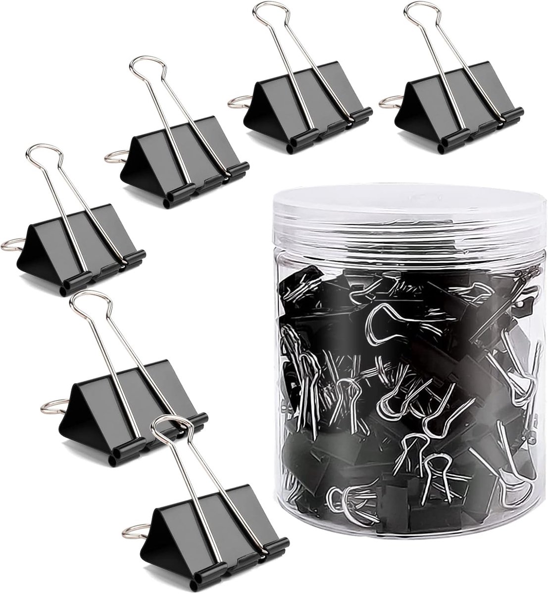 SnelShoppen - 100Pcs Vouwclips Set 25mm Zwarte Binderclips Metaal Kantoor School Papieren Clips Office Benodigdheden