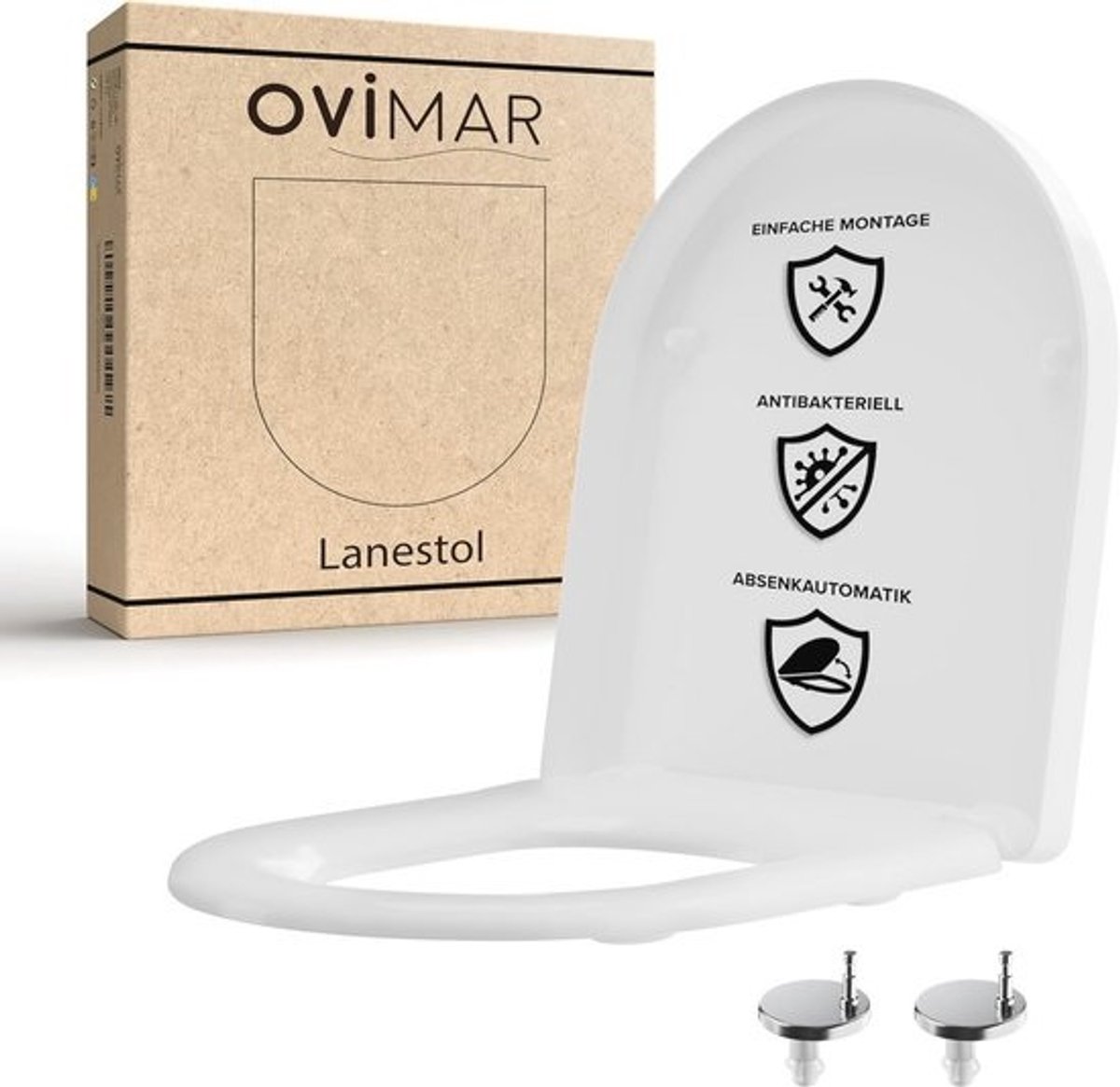 D-vormige toiletbril wit met soft-closemechanisme - duroplast en snelle release