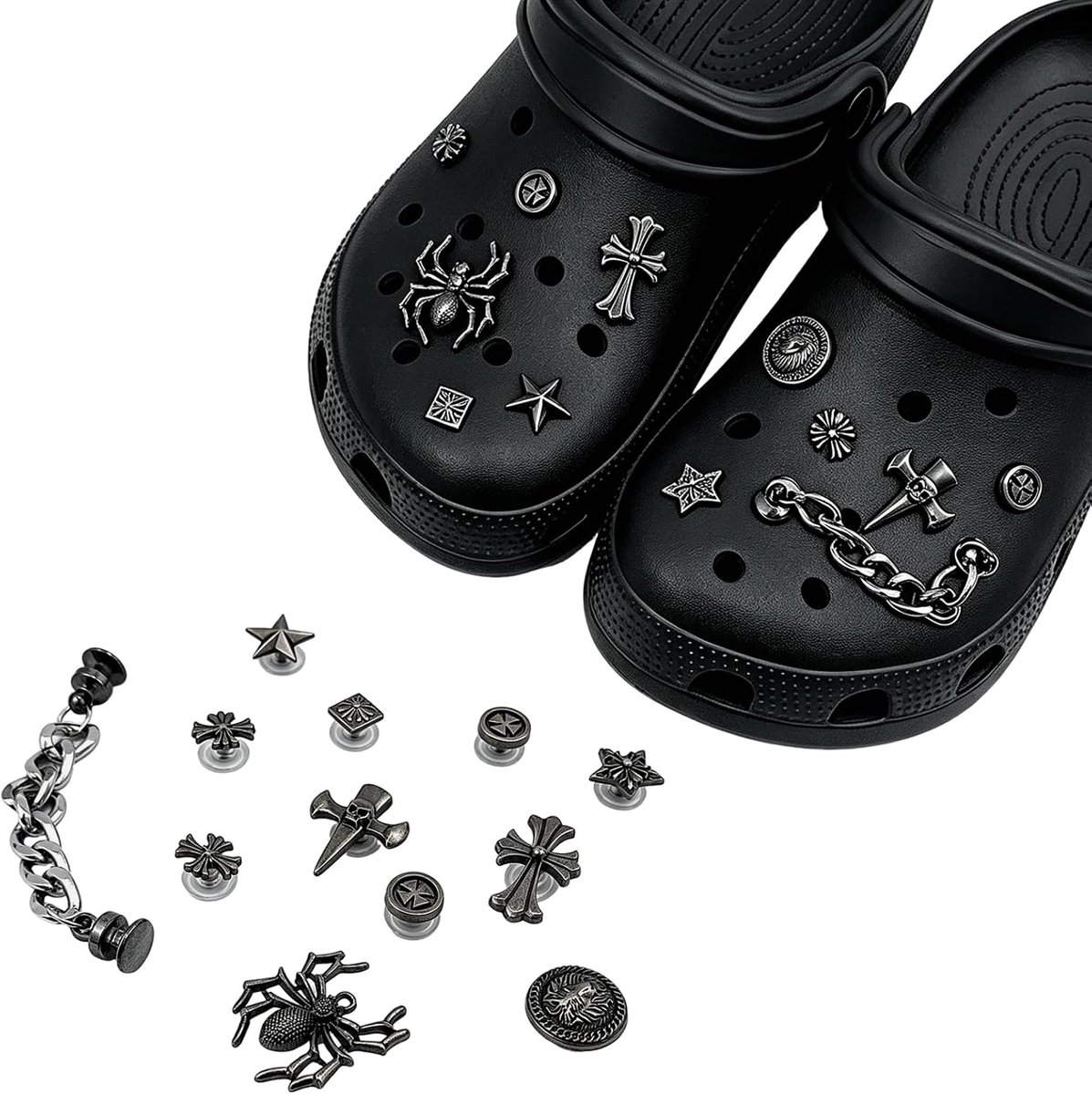 Bedels set 12 stuks, punk gothic schoenhangers voor