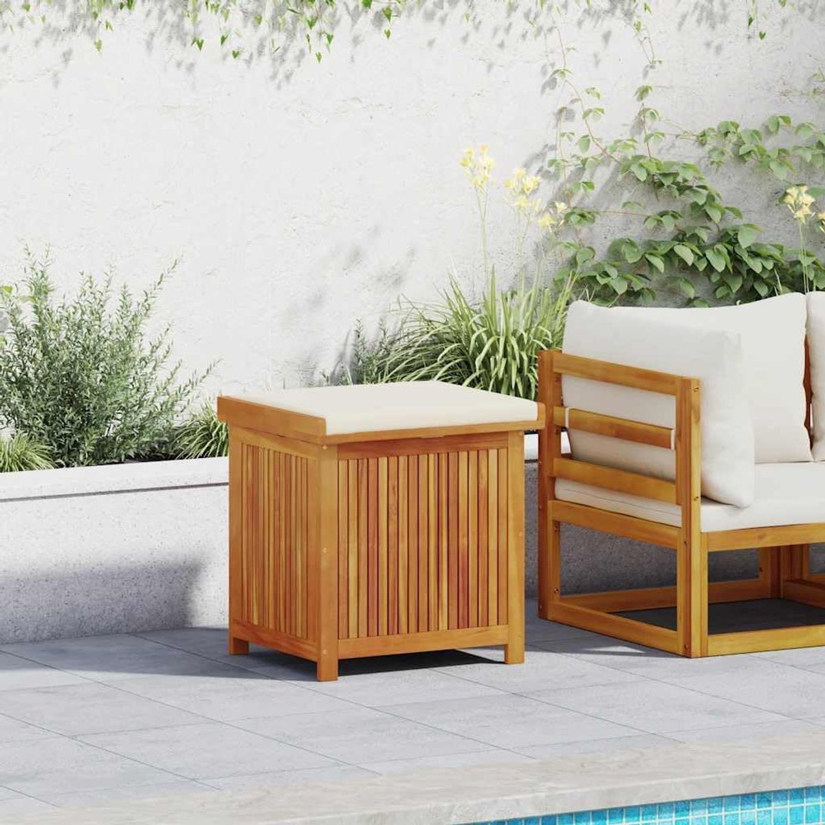 Kussenbox voor buiten, 60 x 50 x 61 cm, massief acacia