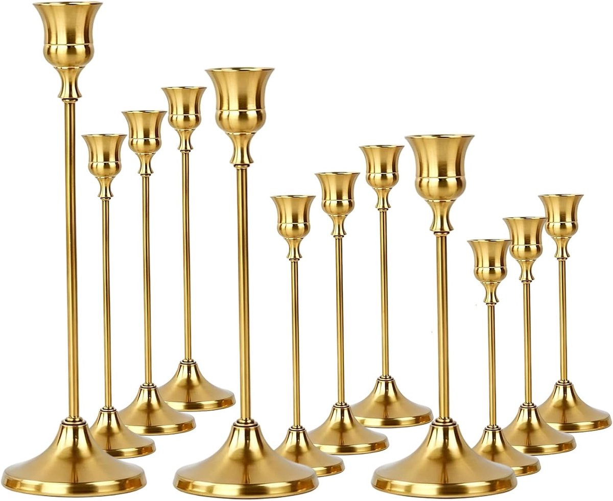 12 stuks open haard kandelaar goud kandelaar staafkaarsenhouder