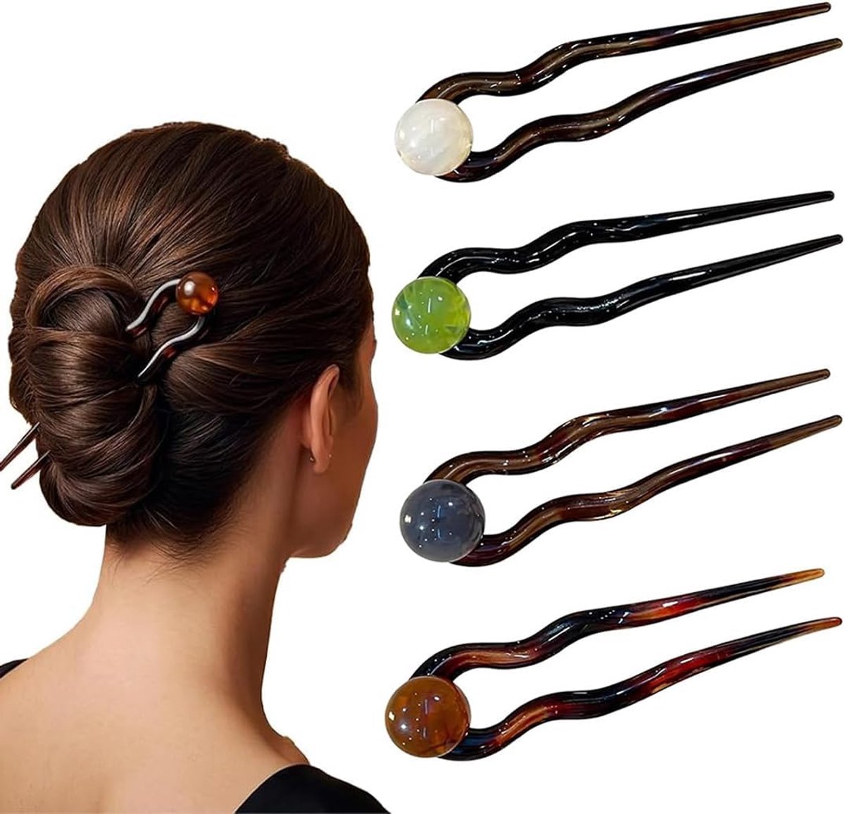 Haarspelden, nieuwe Chinese stijl, haarspelden met parels, hoogwaardige haarklem voor elegante knot, stevige grip voor lang en middellang haar, ideaal voor
