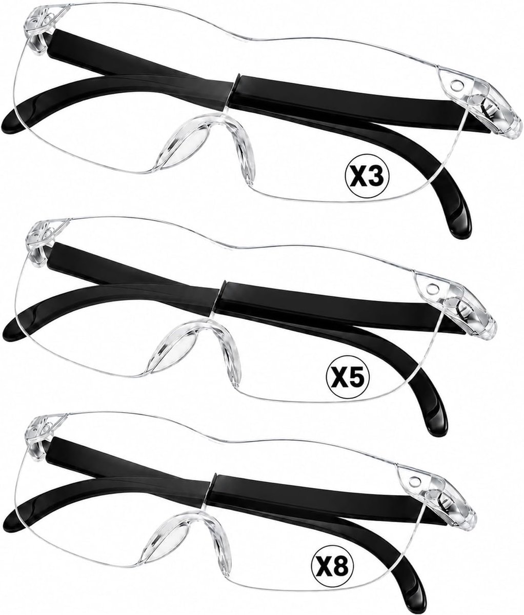 3 vergrootglazen 300% 500% 800%, handsfree loep