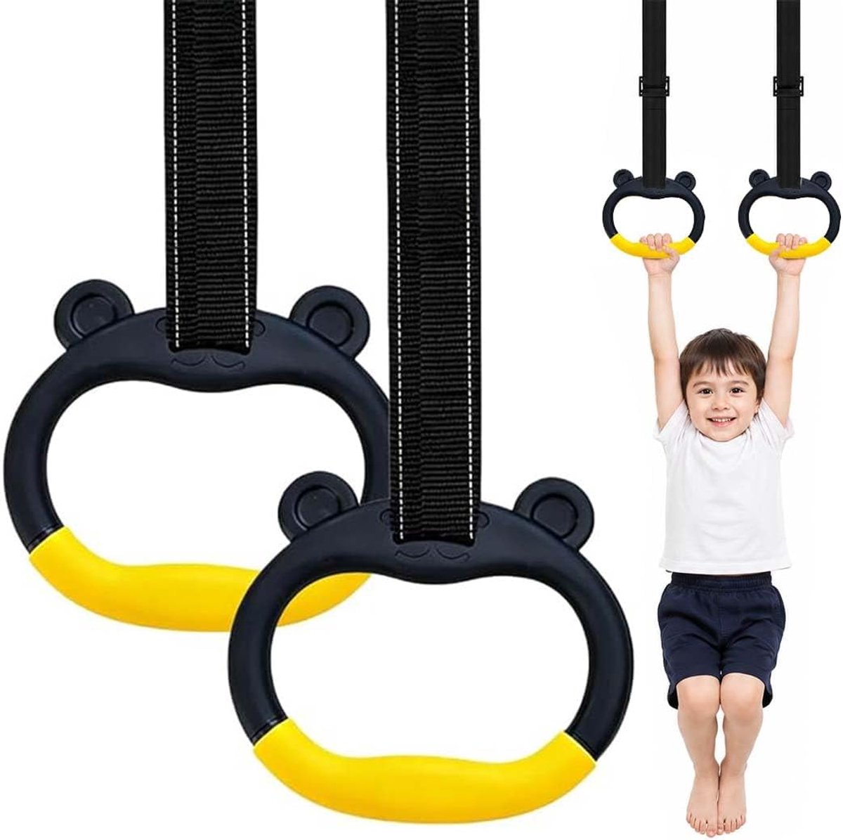 Ringen met 1,5 m riem, gevoerde handgrepen voor kinderen, thuisgym, verstelbaar, ideaal voor krachttraining, stretching, hoogtegroei en fysieke ontwikkeling