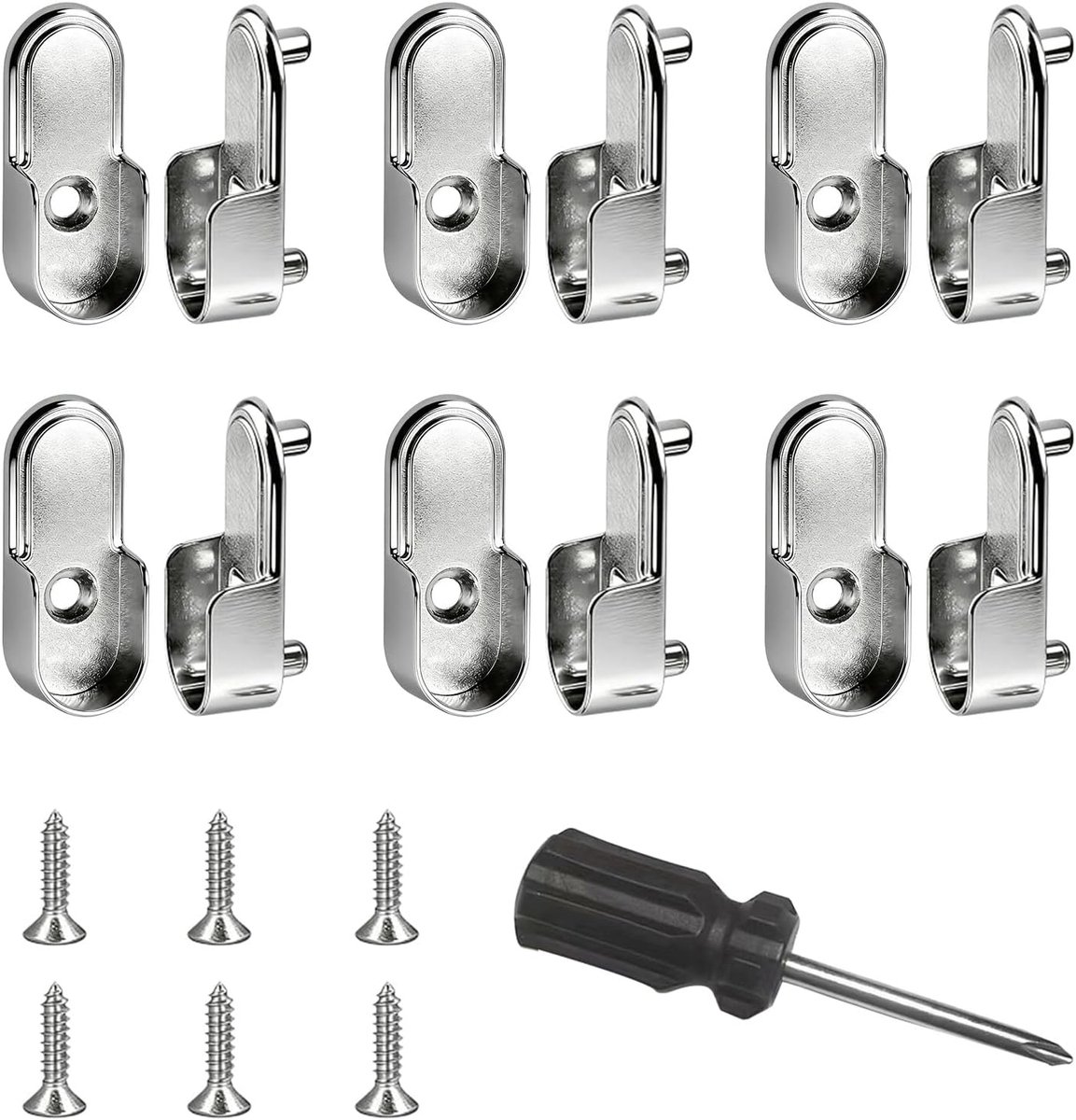 6 stuks kledingstanghouders, kledingstanghouder met schroeven en schroevendraaier