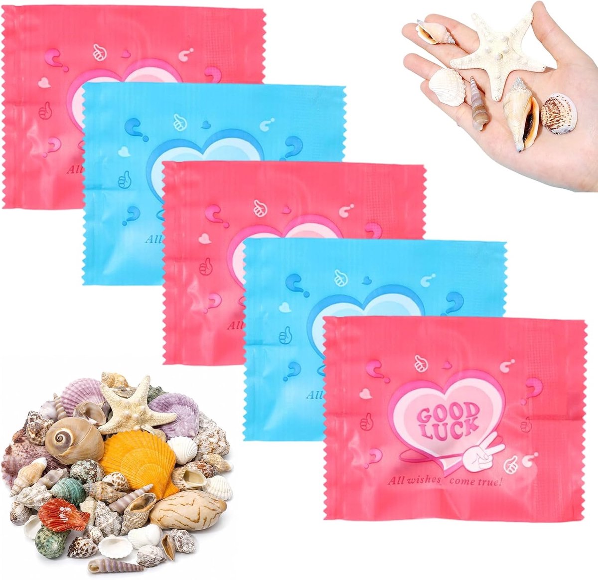5 Pz Busta Sorpresa Conchiglia Conchiglie Mare Miste Conchiglie Decorative Conchiglia Blind Bag, Ogni Busta Diversa Cornice Fai-Da-Te, Mobile, Terrario, Sorpresa