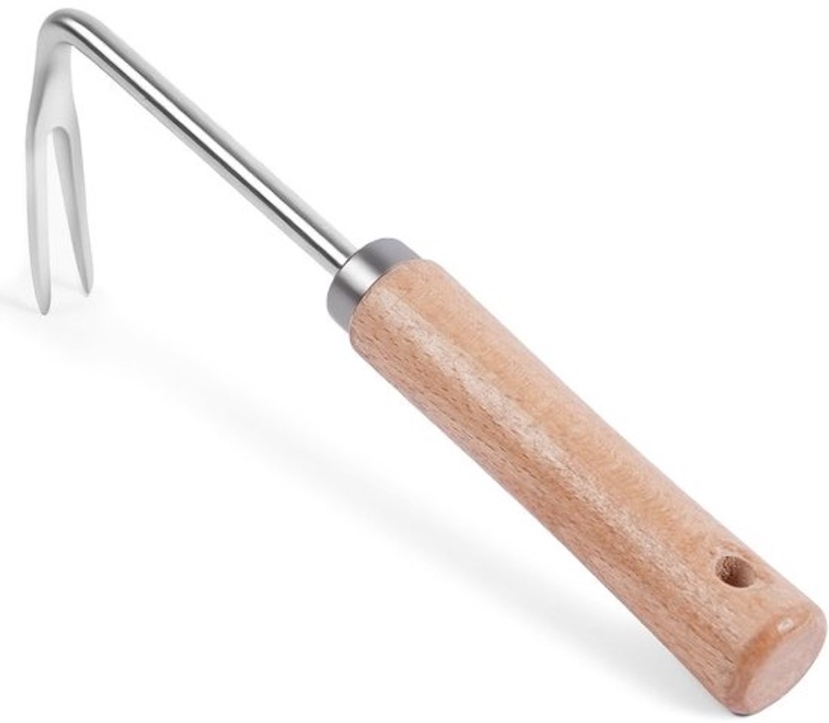 Dailygoods - OFFCUP onkruidtrekker - Roestvrijstalen onkruidverwijderaar - 5 tanden - Rubberen grip - 41cm