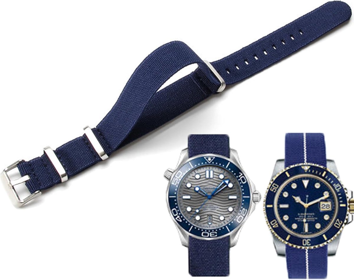 Horlogeband nylon elastisch - Nato stijl militair - gevlochten polyester - ideaal voor sportief gebruik - ShopVlot