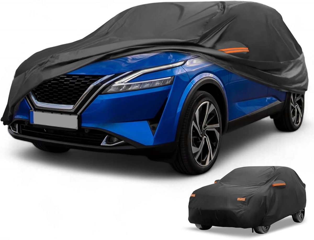 Waterproof Car Cover for All Weather - UV Resistant Exterior Protection for Nissan Qashqai Aluminum Foil, Black with - ShopVlot