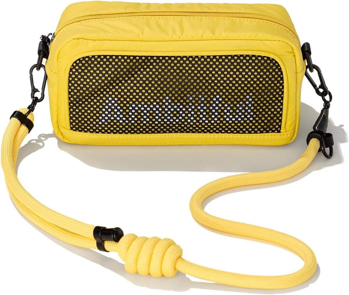 Camera Organizer Pouch voor Fotografie Accessoires | Multiway Hook-On & Crossbody Tas voor SD Kaarten, Batterijen en Meer | Inclusief Verstelbare Strap en Interne Verdeler (Geel)