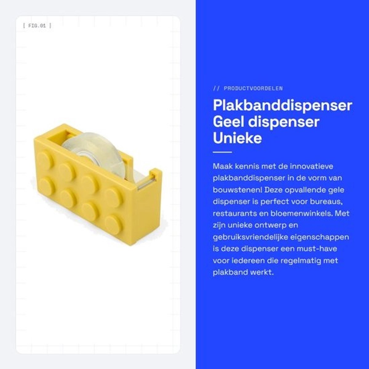 Dailygoods - Plakbanddispenser Geel - Tape Dispenser - Snel Snijden - Draagbaar - Polypropeen - Unieke Vorm - Plakbandhouder