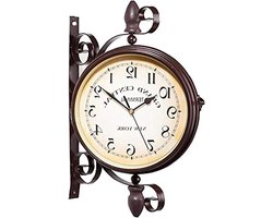 Dubbelzijdige Wandklok, Gouden Vintage Stationsklok Voor Bin