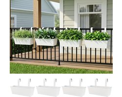 LaLaGreen Rail plantenbak (40 cm, 4 stuks) Rechthoekige metalen hangende bloempotten reling hek balkon tuinieren voor - ShopVlot