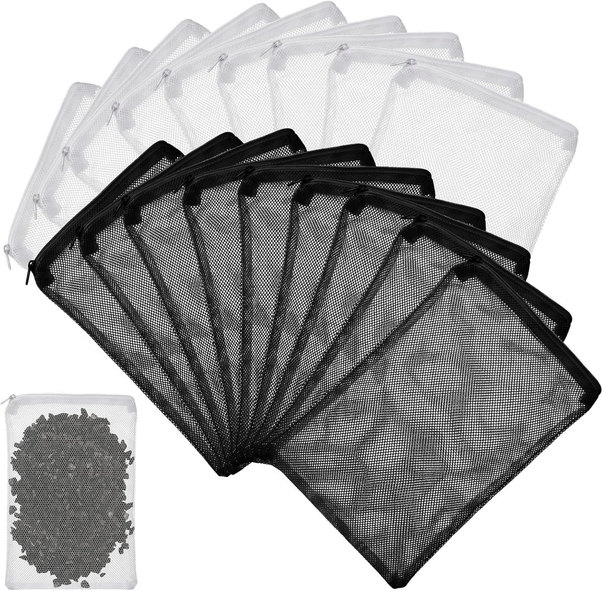Herbruikbare aquariumfilterzakken 10 x 15 cm - nylon mesh - scheurbestendige ritssluiting - eenvoudig te reinigen - ShopVlot