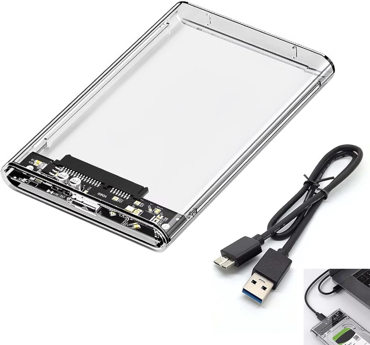 External Enclosure SSD HDD 2.5, Enclosure 2.5 Aans Tool Hard Drive USB 3.0, SATA Compatible up to 4TB, Transfer 5Gbps - ShopVlot