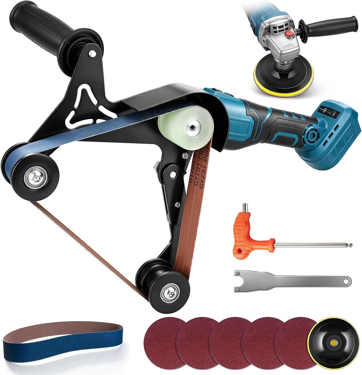 Accu-buisbandschuurmachine, compatibel met Makita 18 V, 1200 W borstelloze motor - ShopVlot