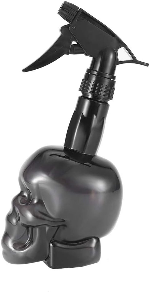 Yinhing Kappersspuitfles, navulbaar, doodskopdesign, 500 ml, bruine verstuiver voor kapsalons, professionele sproeikop - ShopVlot