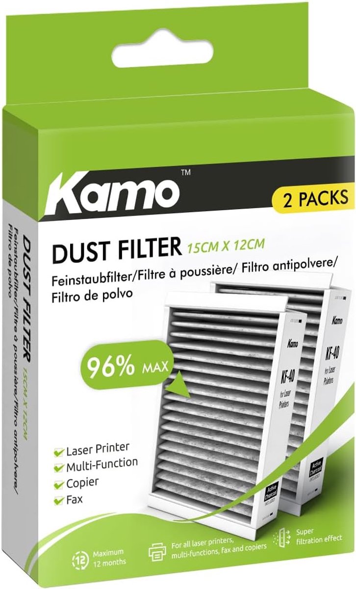 kamo Odour and Fine Dust Filter for Laser Printer 150 x 120 mm, Pack of 2 - ShopVlot
